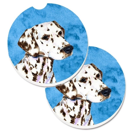 Carolines Treasures Blue Dalmatian Set of 2 Cup Holder Car Coaster SS4745-BUCARC